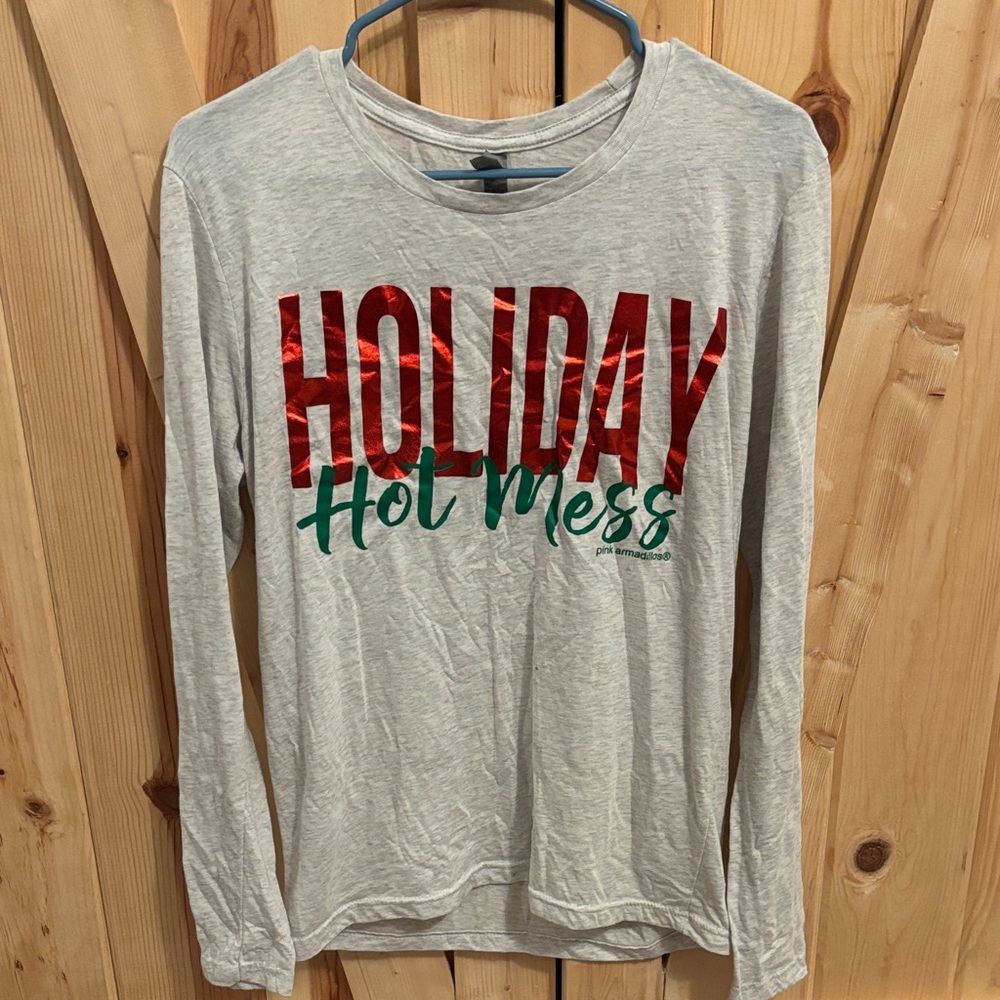 Next Level Apparel Gray Holiday Long Sleeve